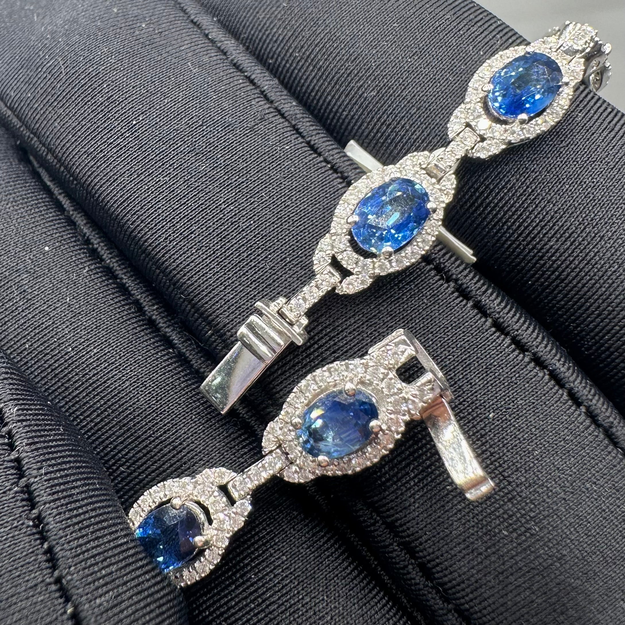 18K White Gold Sapphire & Diamond Bracelet – 7.18 CT Sapphires, 1.51 CT Diamonds DB148 GTTJ