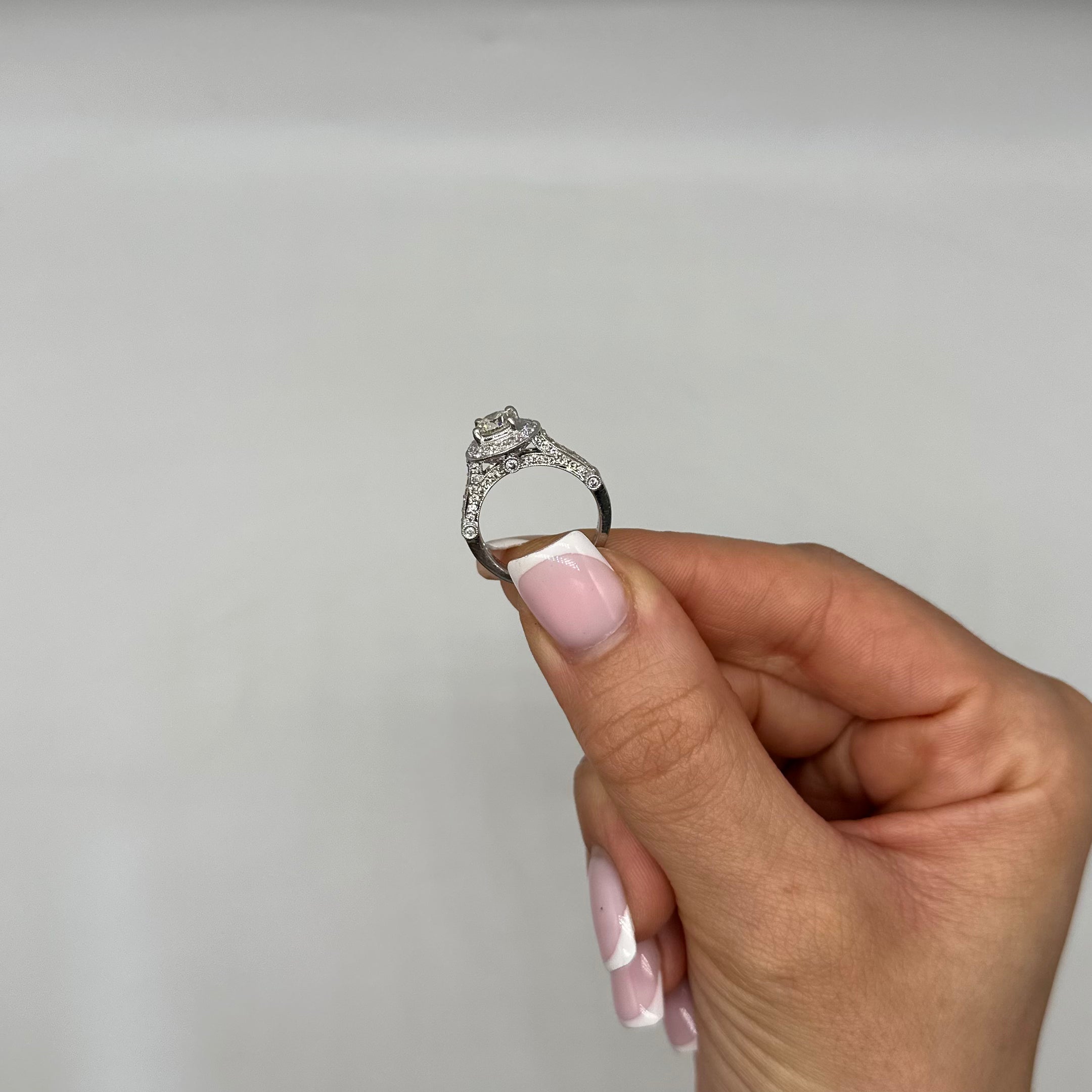 Platinum Round Diamond Halo Ring – 1.93CT Total Diamond Weight RDER184 IAJJ IZJJ
