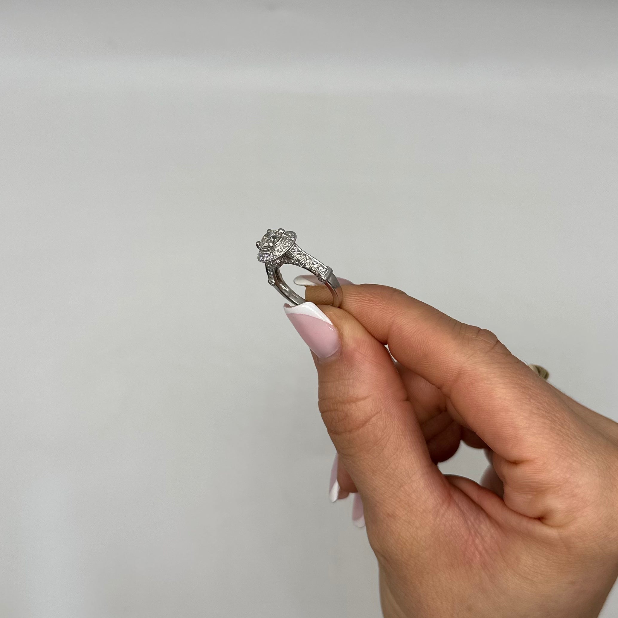 Platinum Round Diamond Halo Ring – 1.93CT Total Diamond Weight RDER184 IAJJ IZJJ