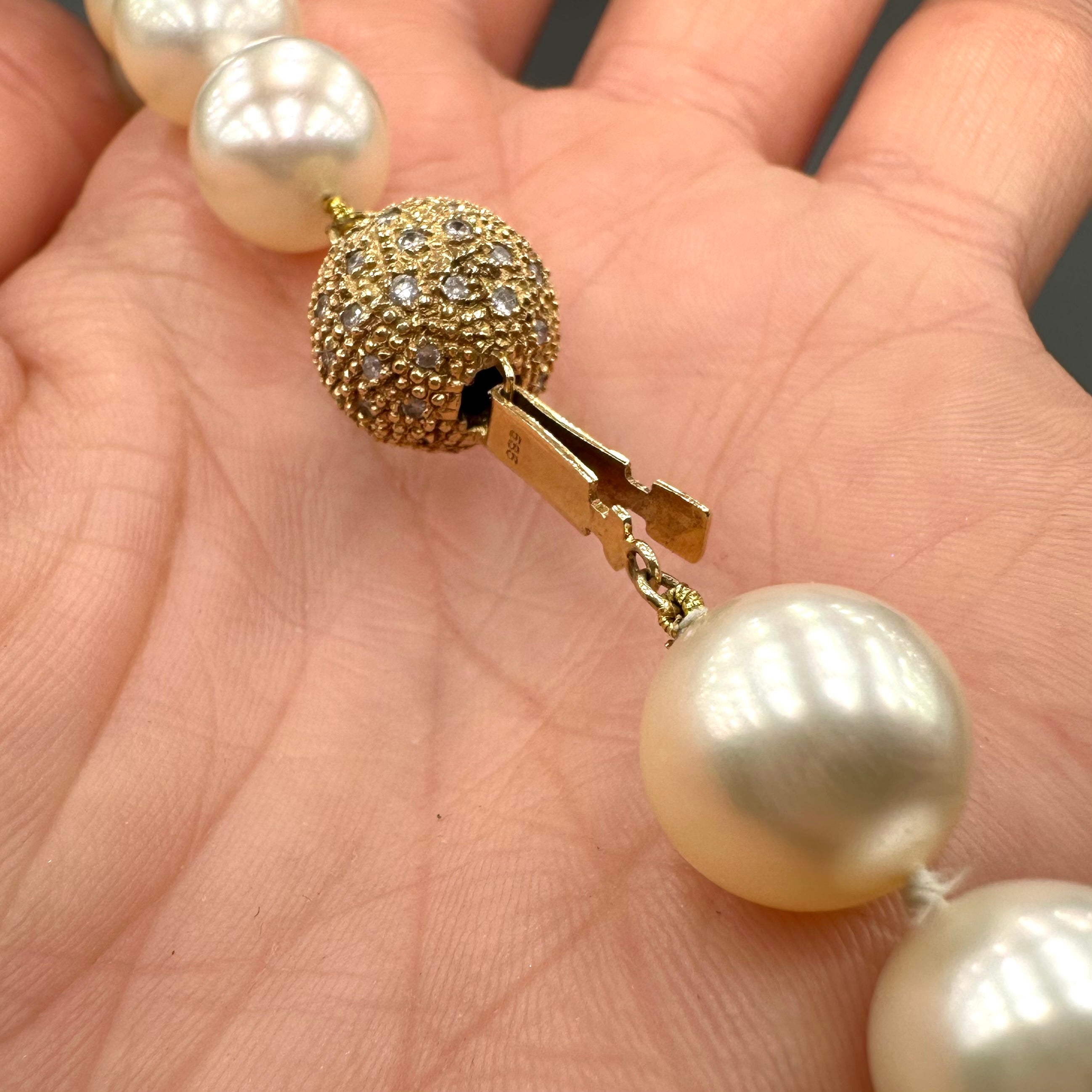 South Sea Pearl Necklace with Diamond Accented 14K Yellow Gold Clasp