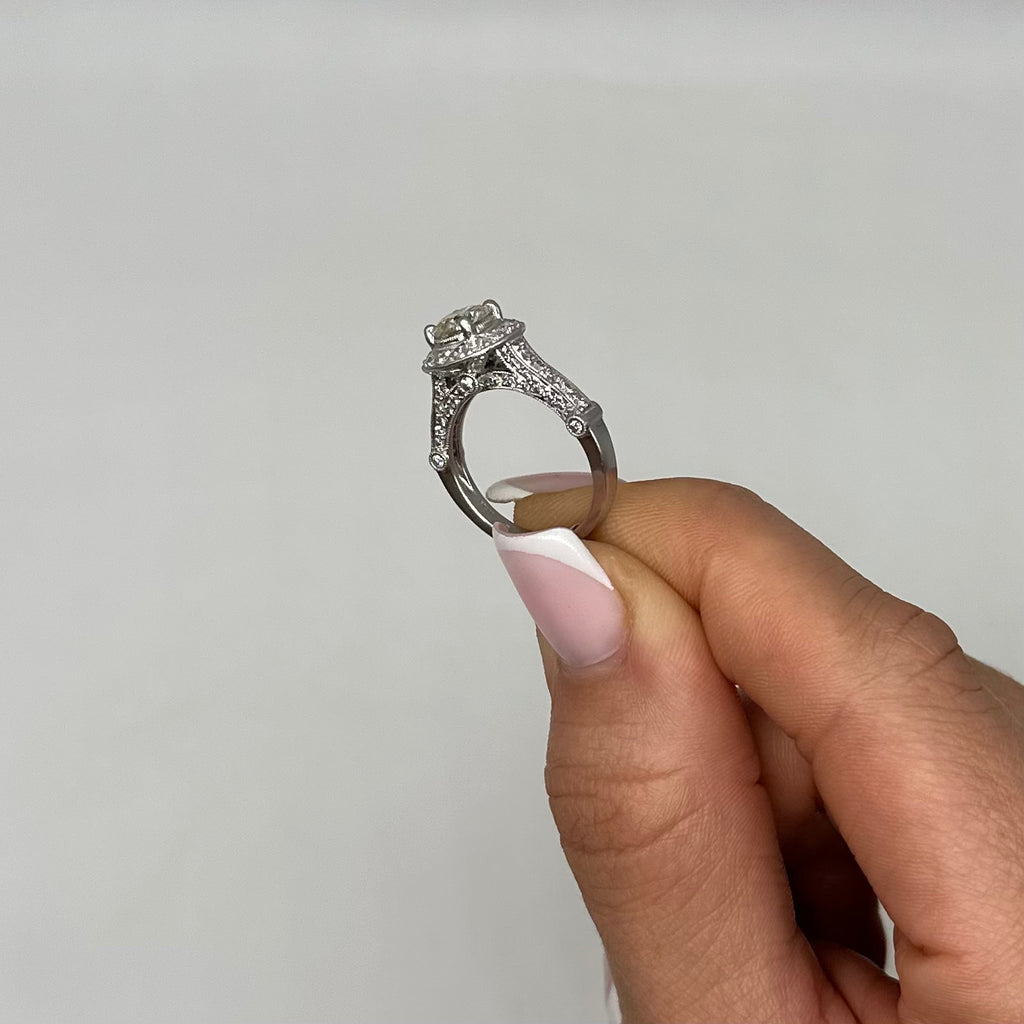 Platinum Round Diamond Halo Ring – 1.93CT Total Diamond Weight RDER184 IAJJ IZJJ