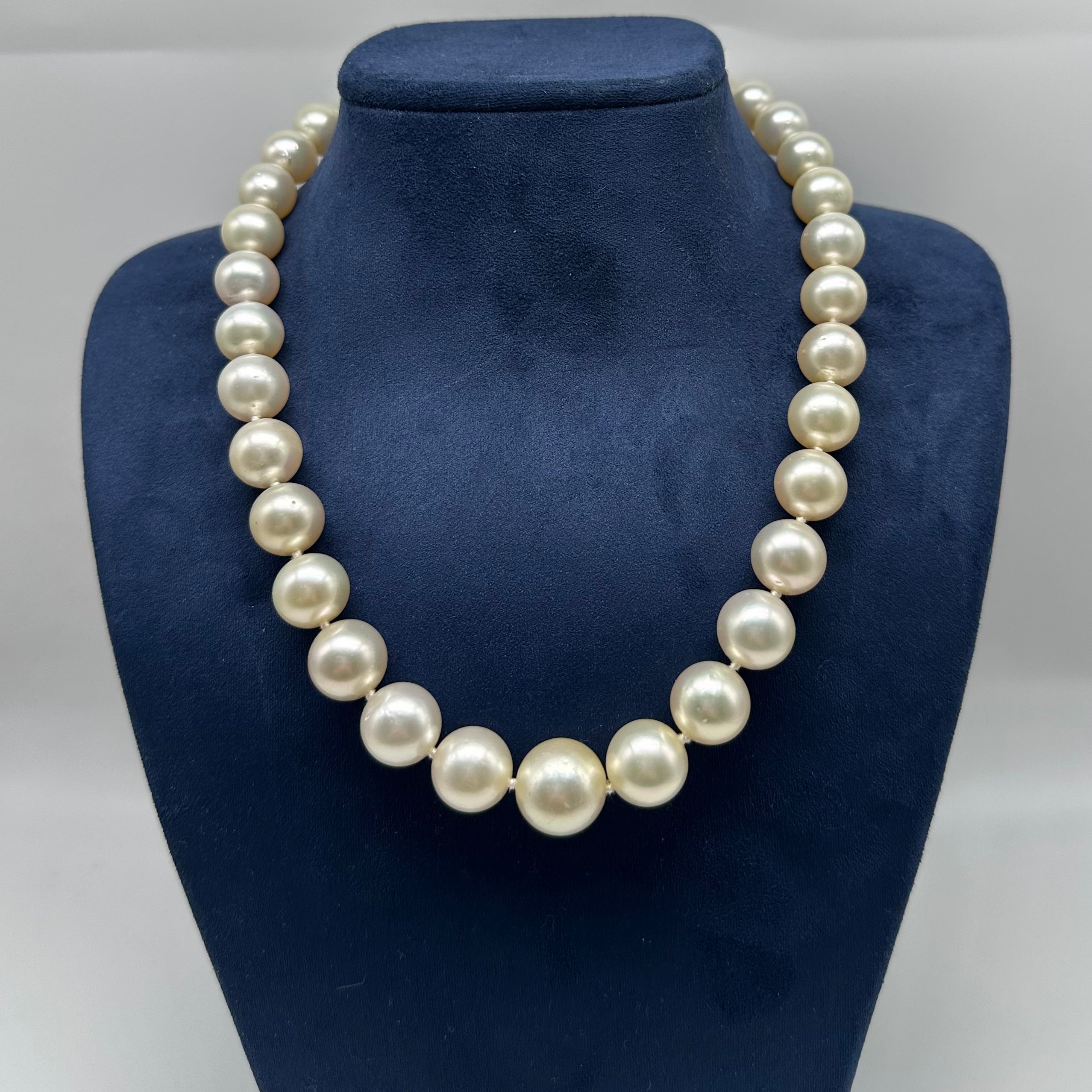 South Sea Pearl Necklace with Diamond Accented 14K Yellow Gold Clasp