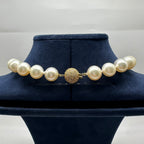 South Sea Pearl Necklace with Diamond Accented 14K Yellow Gold Clasp