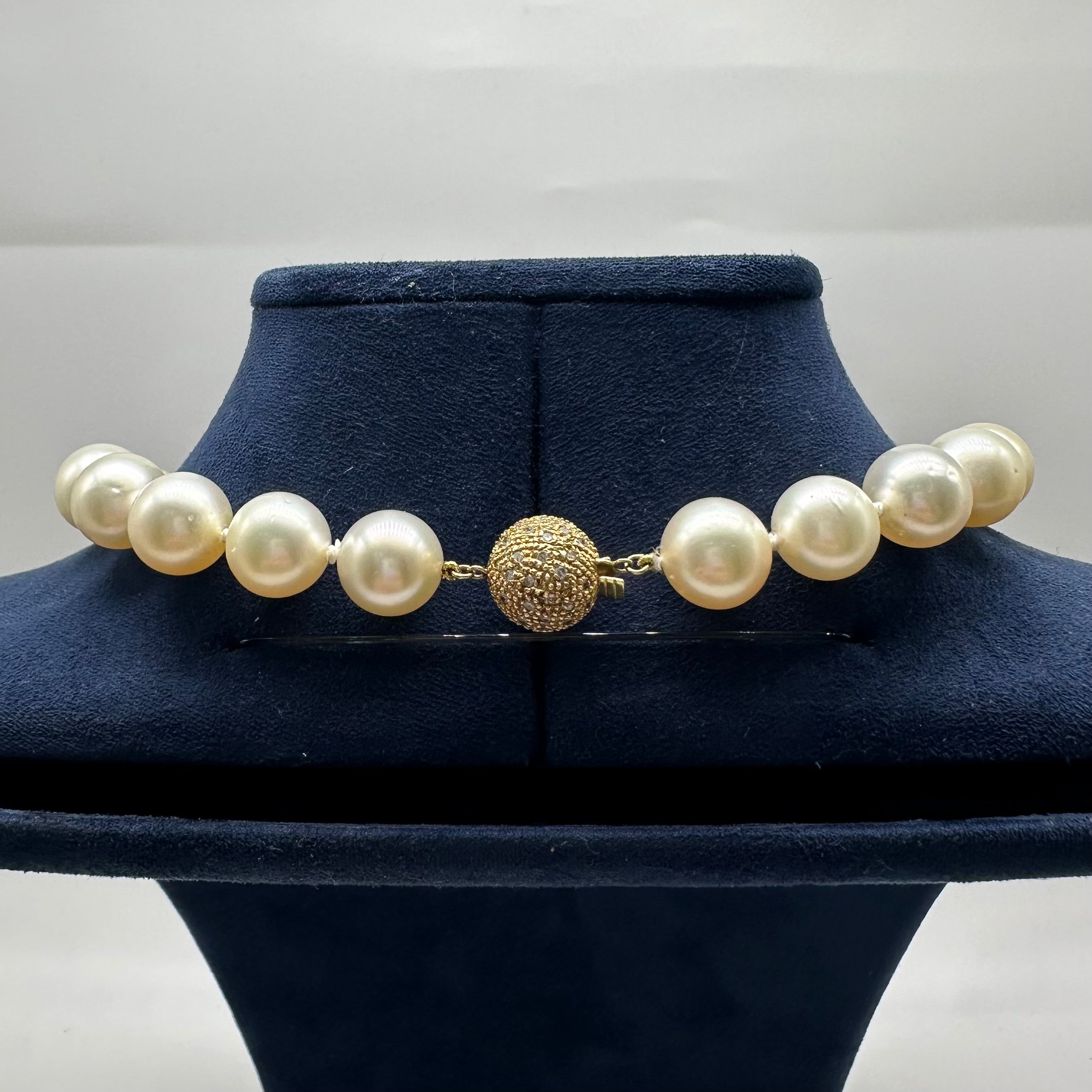 South Sea Pearl Necklace with Diamond Accented 14K Yellow Gold Clasp