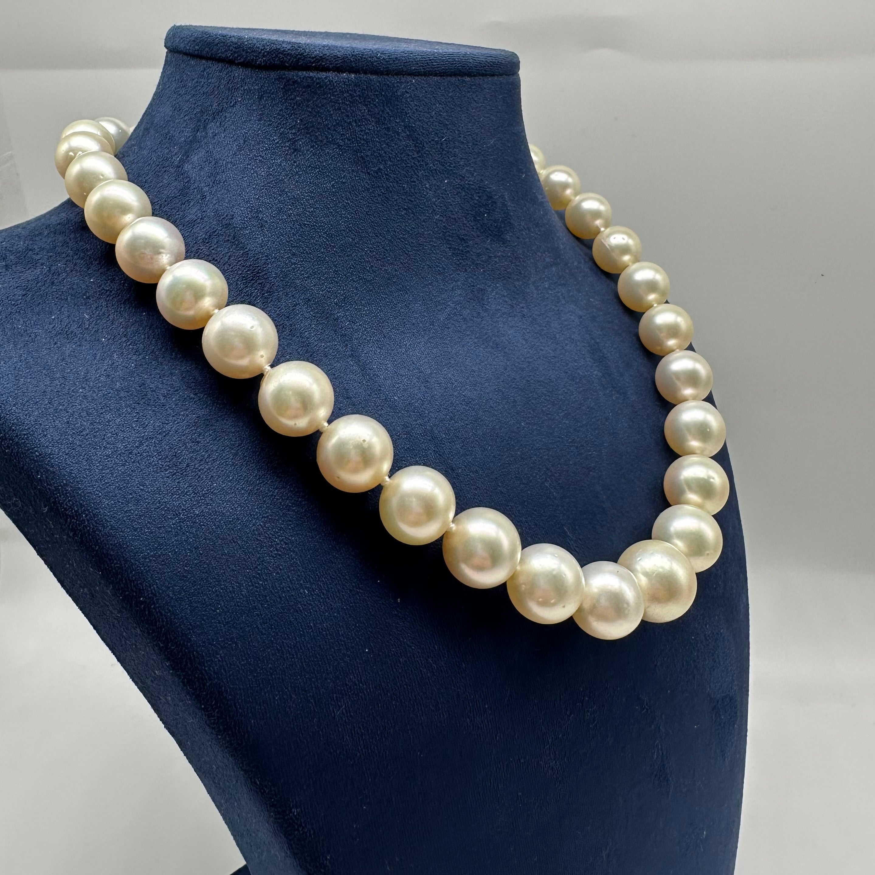 South Sea Pearl Necklace with Diamond Accented 14K Yellow Gold Clasp
