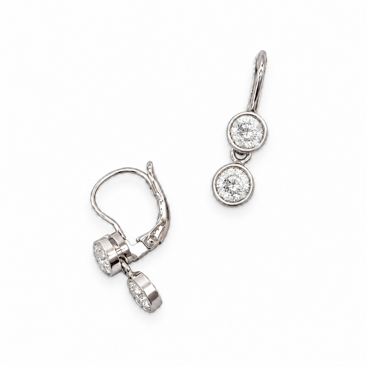 14K White Gold 2.24ct Round Diamond Bezel-Set Earrings DIER0111 GTJJ