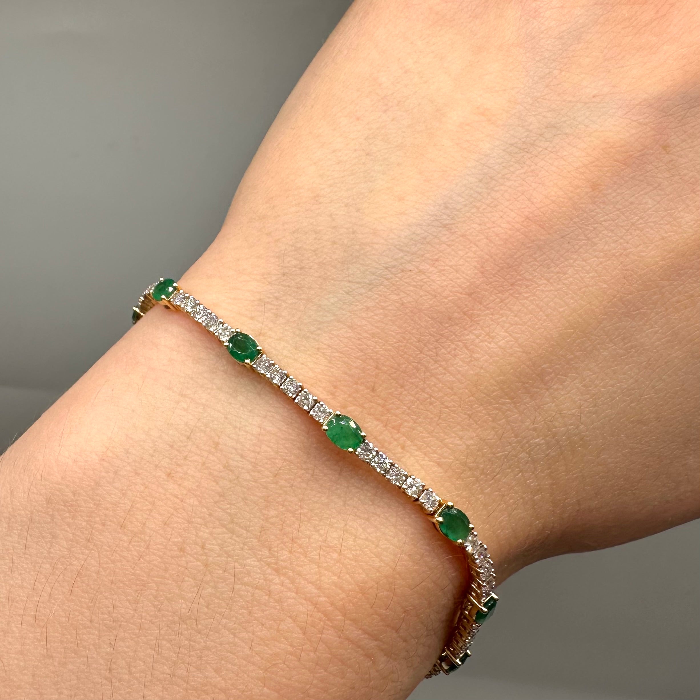 14K Yellow Gold Emerald & Diamond Bracelet – 1.75ct Emeralds & 1.75ct Diamonds EMDB09 IAJJ
