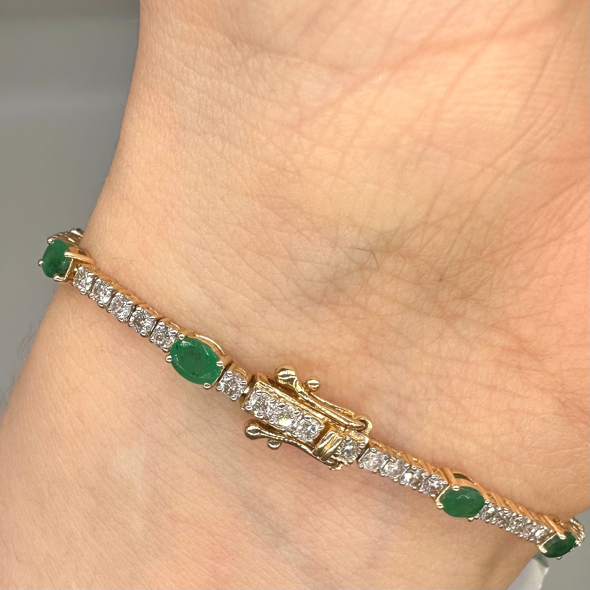 14K Yellow Gold Emerald & Diamond Bracelet – 1.75ct Emeralds & 1.75ct Diamonds EMDB09 IAJJ