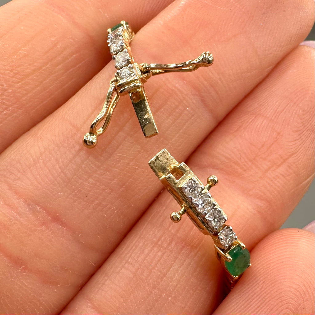 14K Yellow Gold Emerald & Diamond Bracelet – 1.75ct Emeralds & 1.75ct Diamonds EMDB09 IAJJ