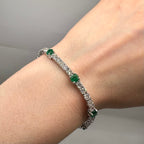 14K White Gold Emerald & Diamond Bracelet – 6.97ct Diamonds & 3.90ct Emeralds EDB005 SJJJ