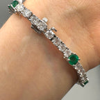 14K White Gold Emerald & Diamond Bracelet – 6.97ct Diamonds & 3.90ct Emeralds EDB005 SJJJ