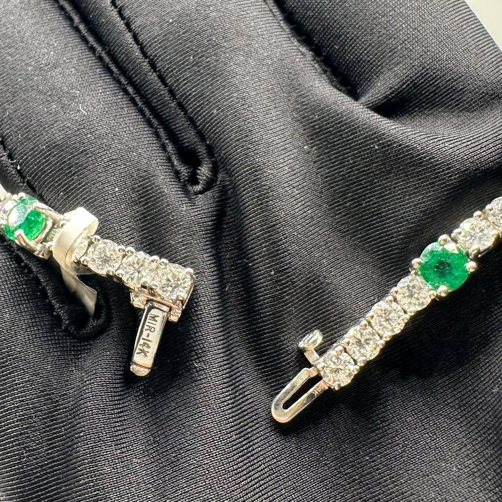 14K White Gold Emerald & Diamond Bracelet – 6.97ct Diamonds & 3.90ct Emeralds EDB005 SJJJ