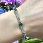 14K White Gold Emerald & Diamond Bracelet – 6.97ct Diamonds & 3.90ct Emeralds EDB005 SJJJ