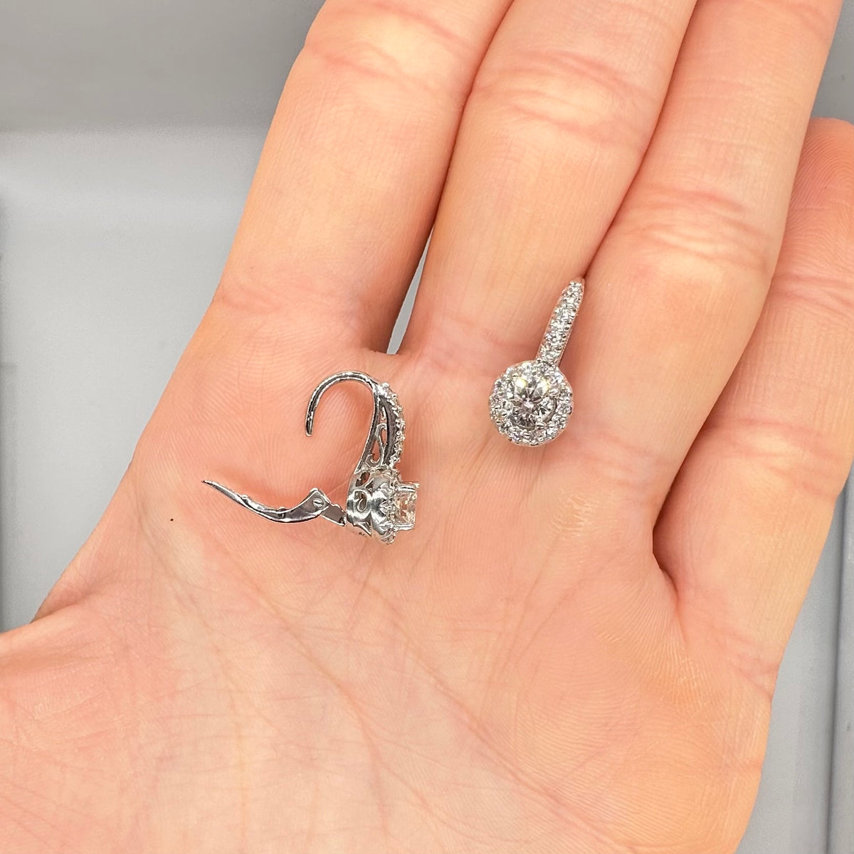 14K White Gold Diamond Earrings – 1.34 CT IIJJ