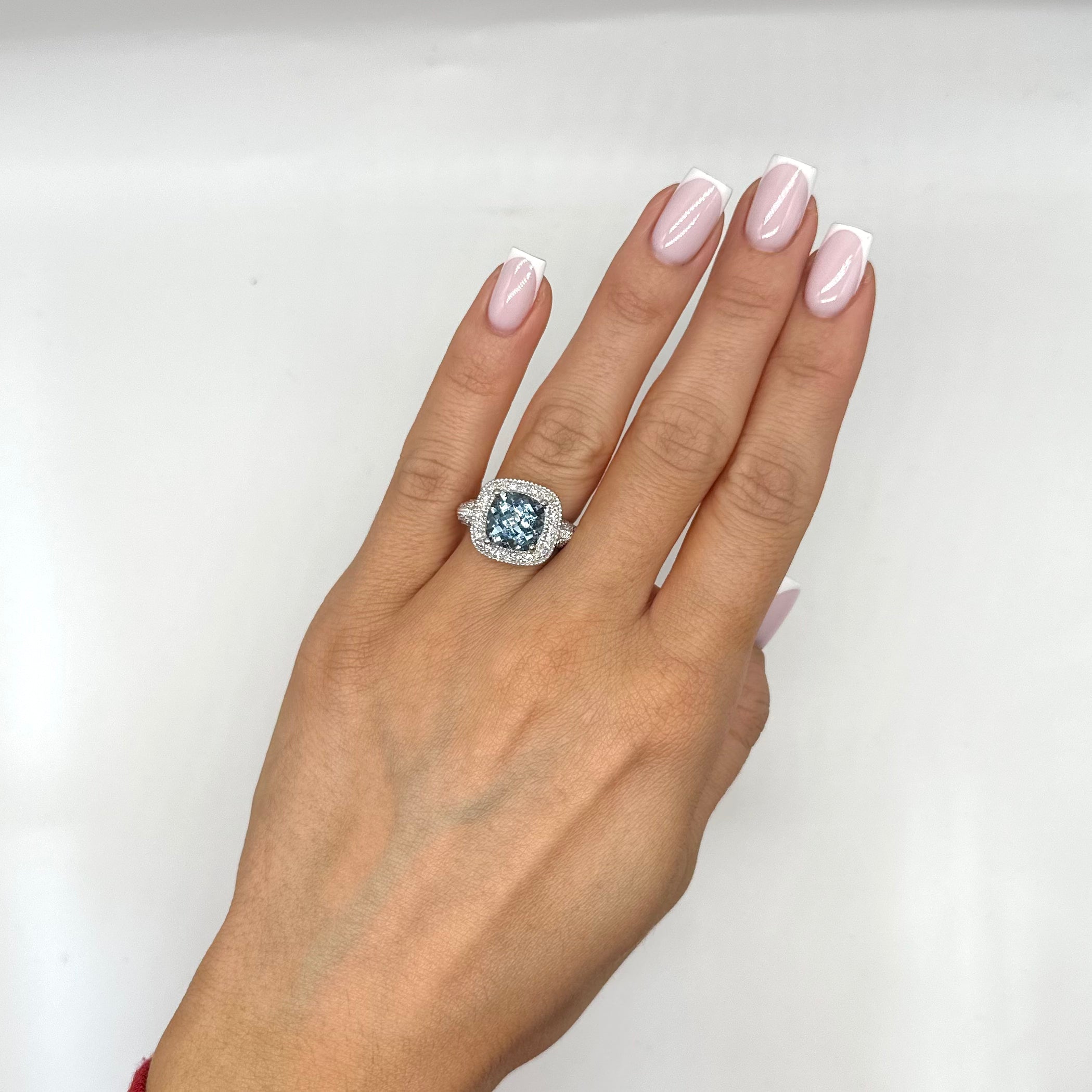 14K White Gold Aquamarine Diamond Ring – 4.08 CT Aquamarine, 0.50 CT Diamonds COLR0012 ITJJ