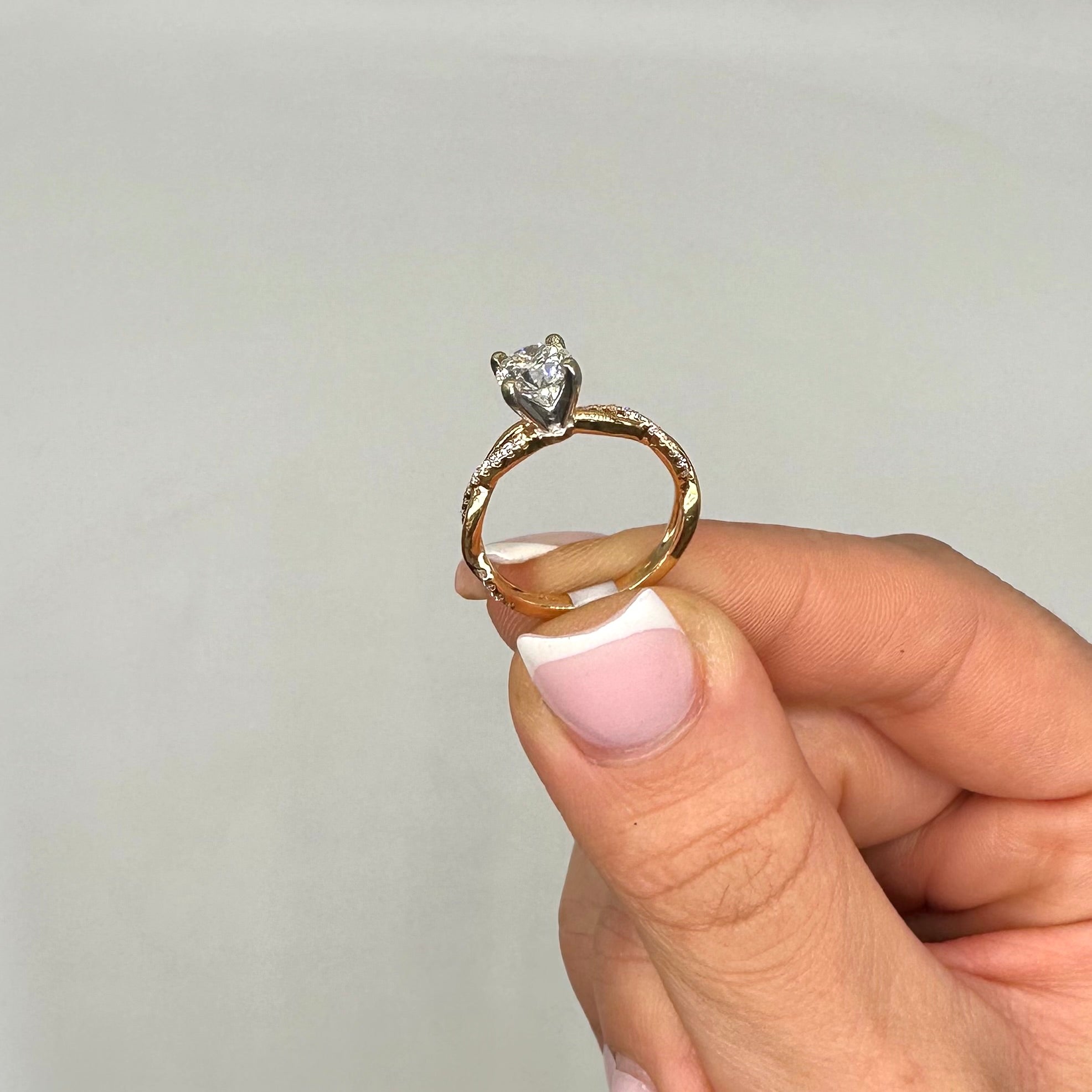 18K Rose Gold 1.23CT Diamond Twisted Engagement Ring with 1.02CT Clarity Enhanced Round Diamond RDER066 GETJ