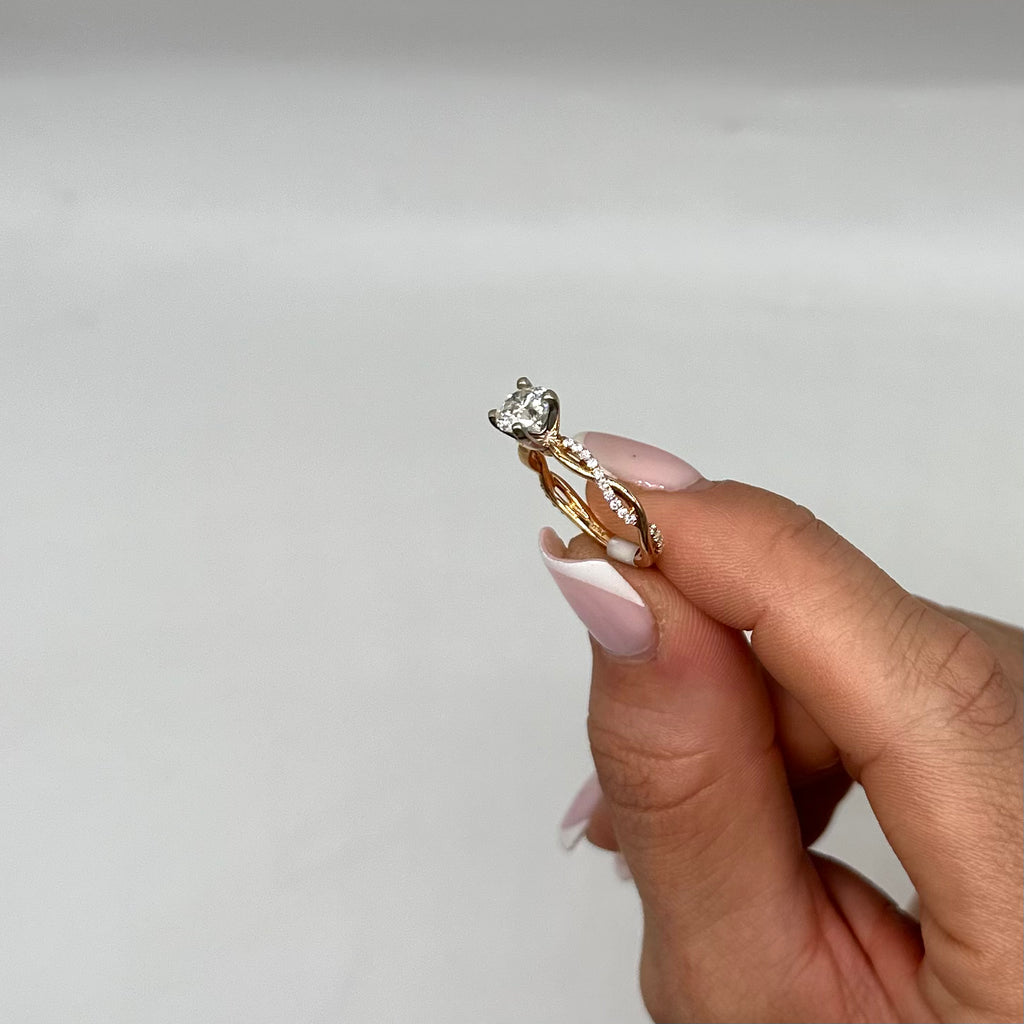 18K Rose Gold 1.23CT Diamond Twisted Engagement Ring with 1.02CT Clarity Enhanced Round Diamond RDER066 GETJ