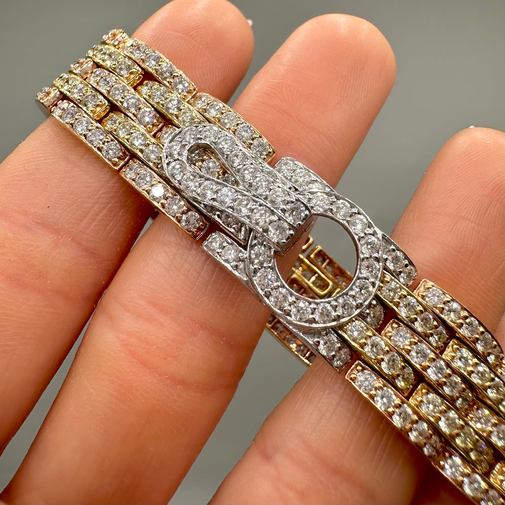 18K Two Tone Diamond Bracelet with Toggle Clasp – 13.67CT G/VS2 | DB024 IIJJJ