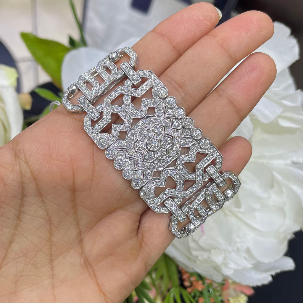 18K White Gold Round Diamond Bracelet – 14.20CT | INJJJ
