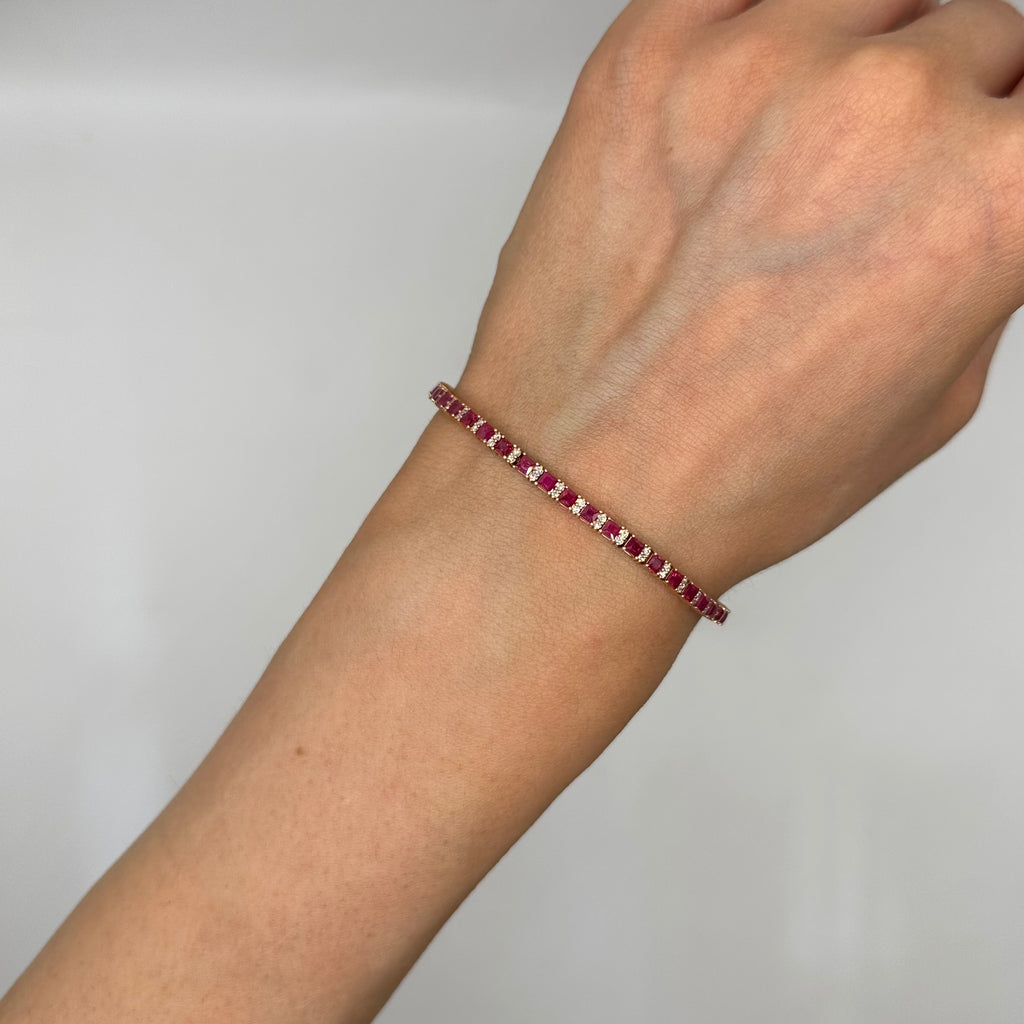 18K Rose Gold Ruby & Diamond Bracelet – 4.54 CT Rubies & 0.61 CT Diamonds RDB009 IETJ
