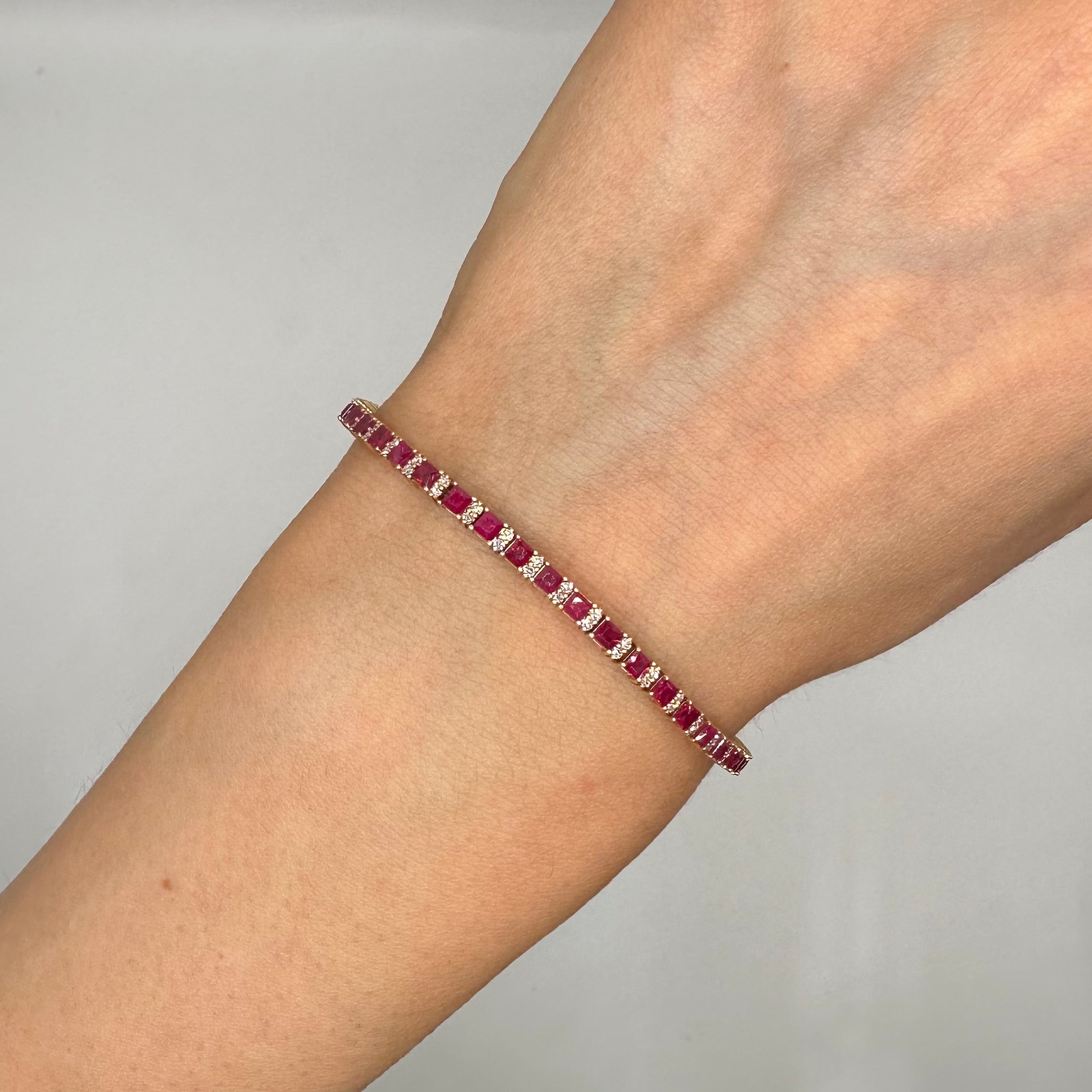 18K Rose Gold Ruby & Diamond Bracelet – 4.54 CT Rubies & 0.61 CT Diamonds RDB009 IETJ