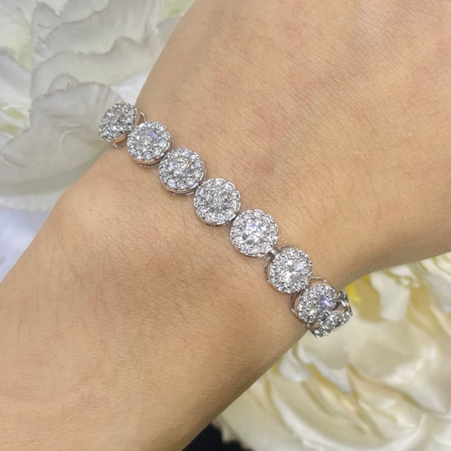 Beautiful Diamond 10.00ct Diamond Halo Bracelet in 14kt White Gold DB055 TTJJ