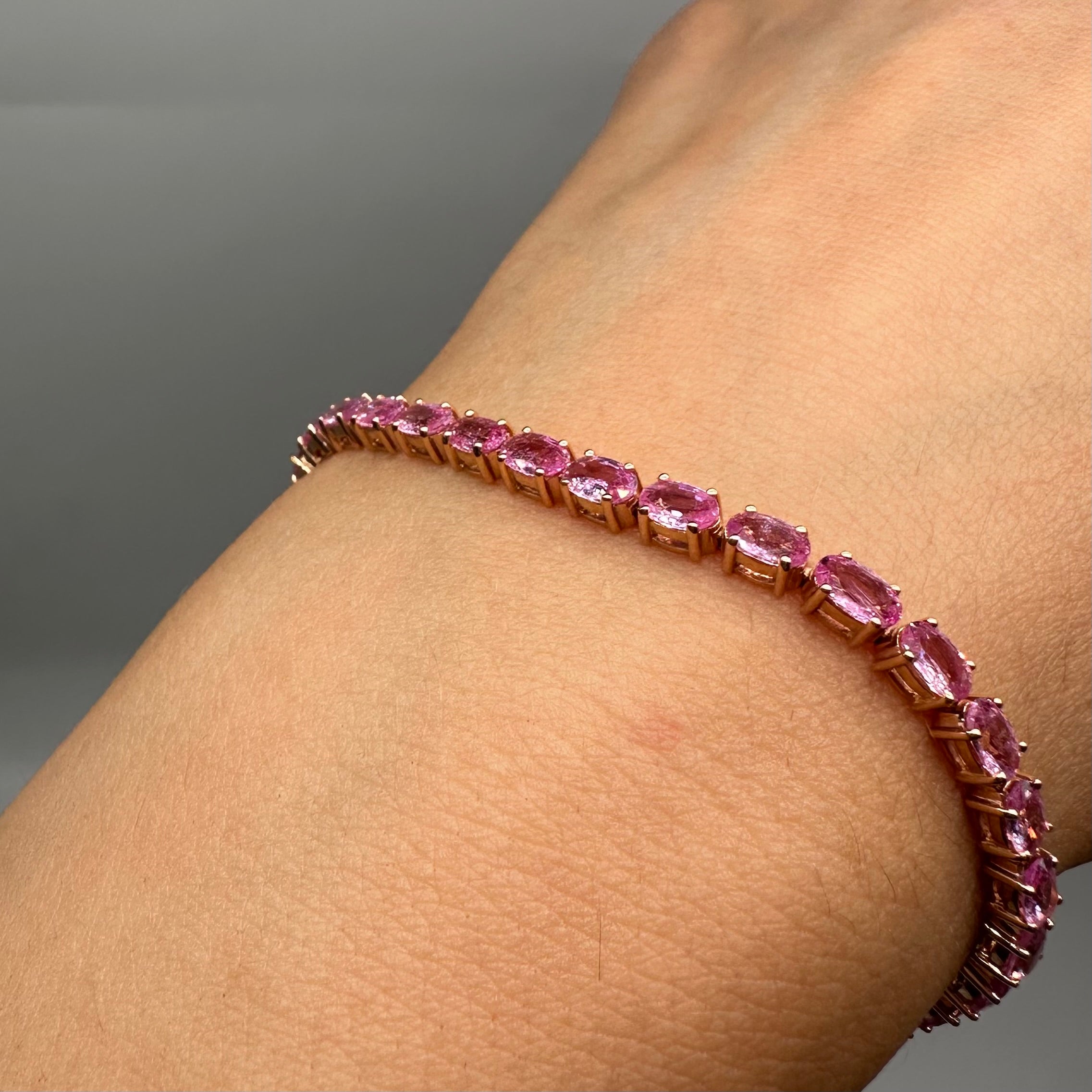 18K Rose Gold Pink Sapphire Bracelet – 9.10 CT Pink Sapphire SDB0038 GTAJ