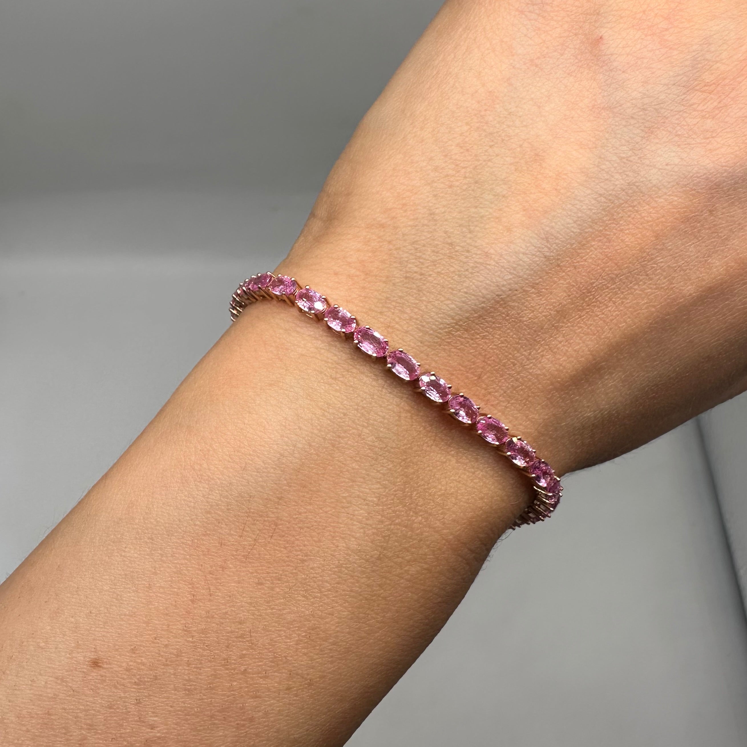 18K Rose Gold Pink Sapphire Bracelet – 9.10 CT Pink Sapphire SDB0038 GTAJ
