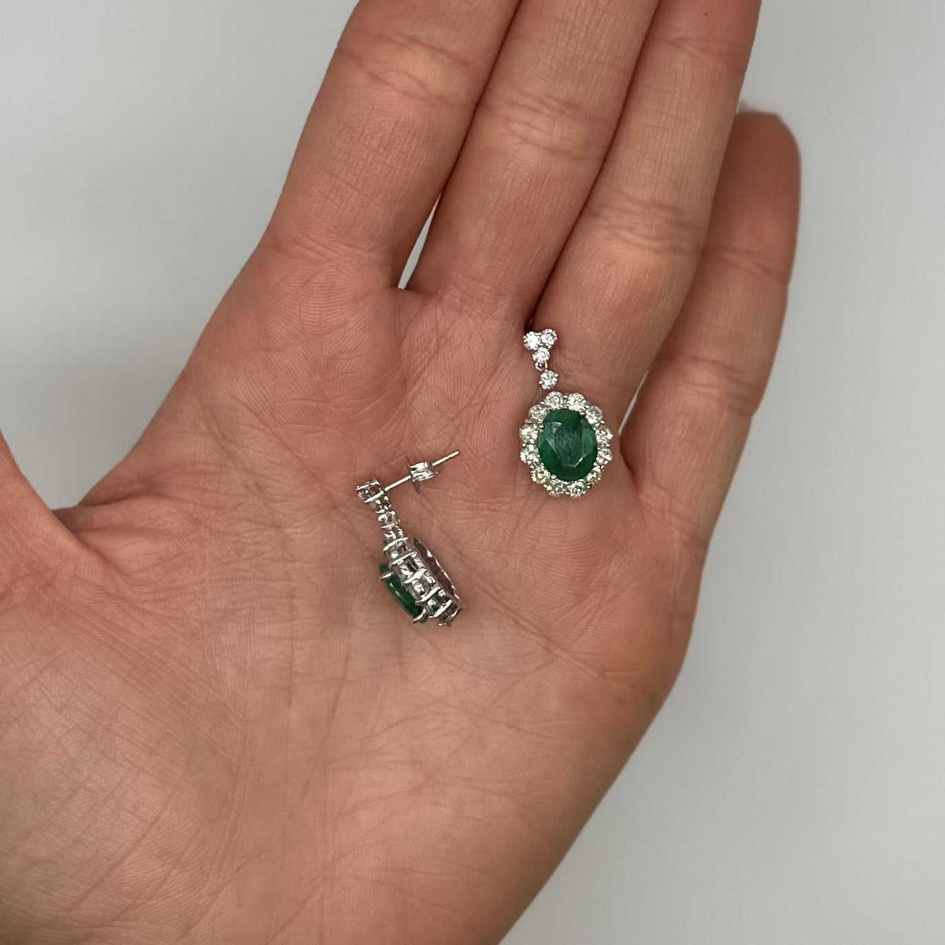 14K White Gold 4.03ct Emerald & 2.00ct Diamond Earrings EMER028 ISJJ