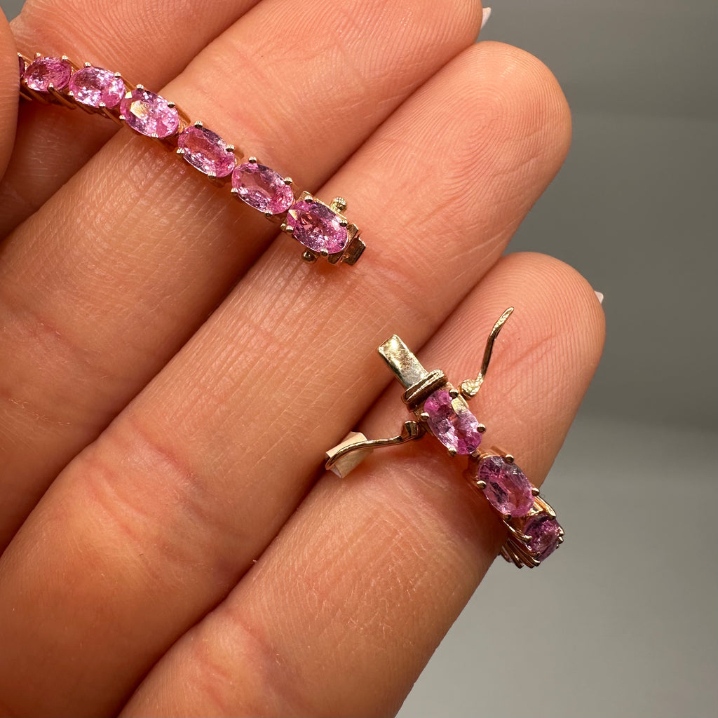 18K Rose Gold Pink Sapphire Bracelet – 9.10 CT Pink Sapphire SDB0038 GTAJ