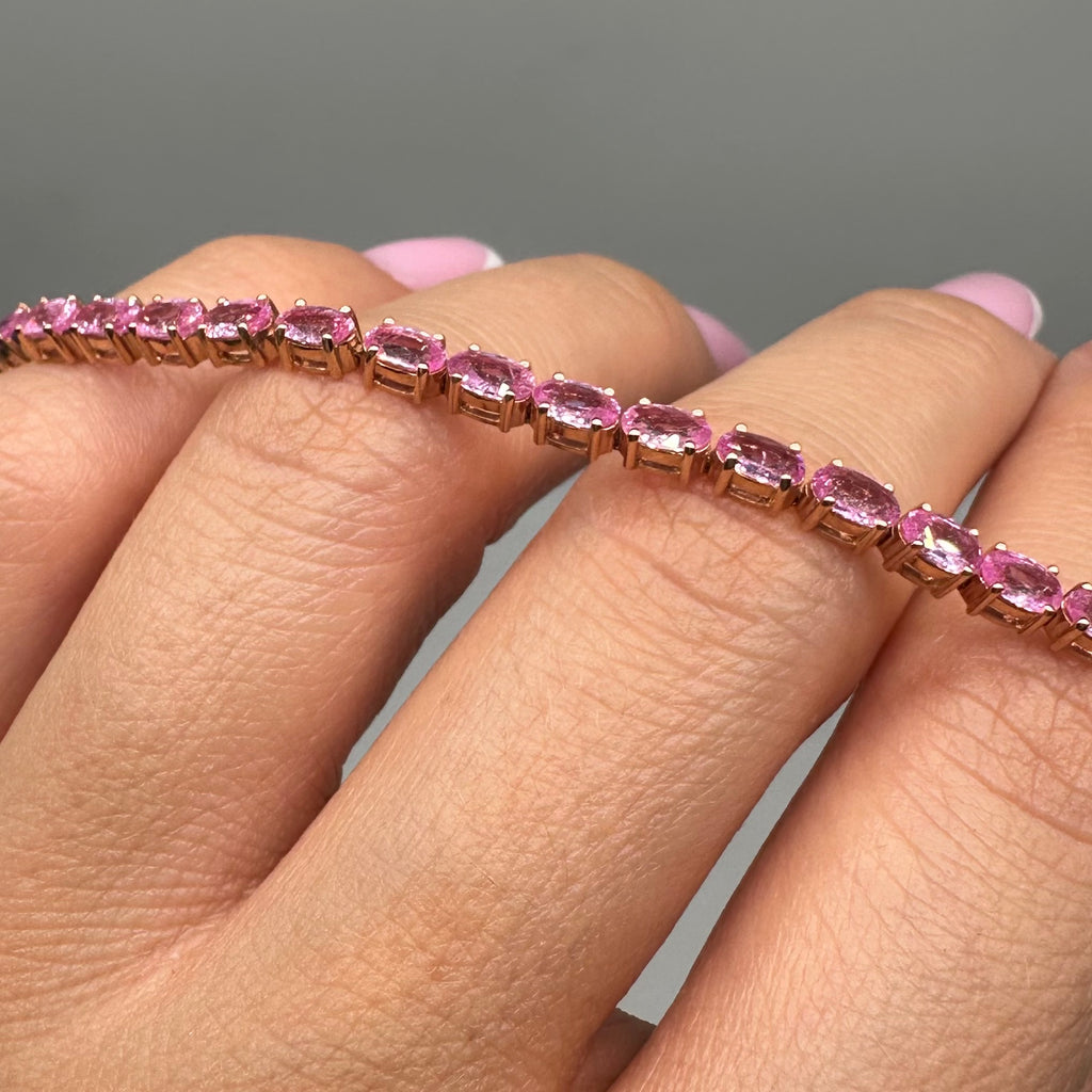 18K Rose Gold Pink Sapphire Bracelet – 9.10 CT Pink Sapphire SDB0038 GTAJ