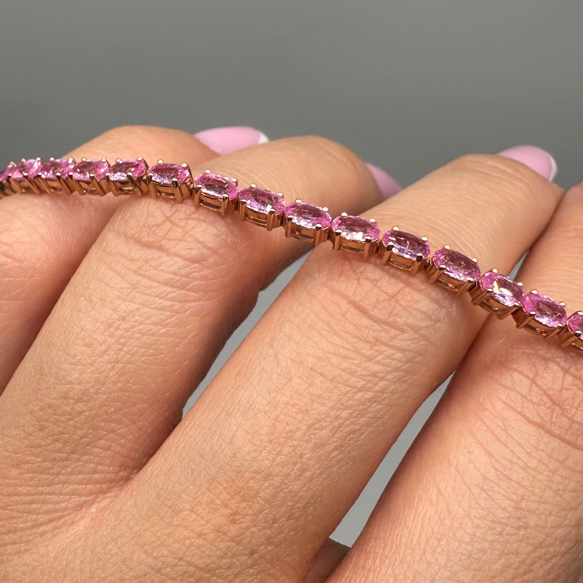 18K Rose Gold Pink Sapphire Bracelet – 9.10 CT Pink Sapphire SDB0038 GTAJ