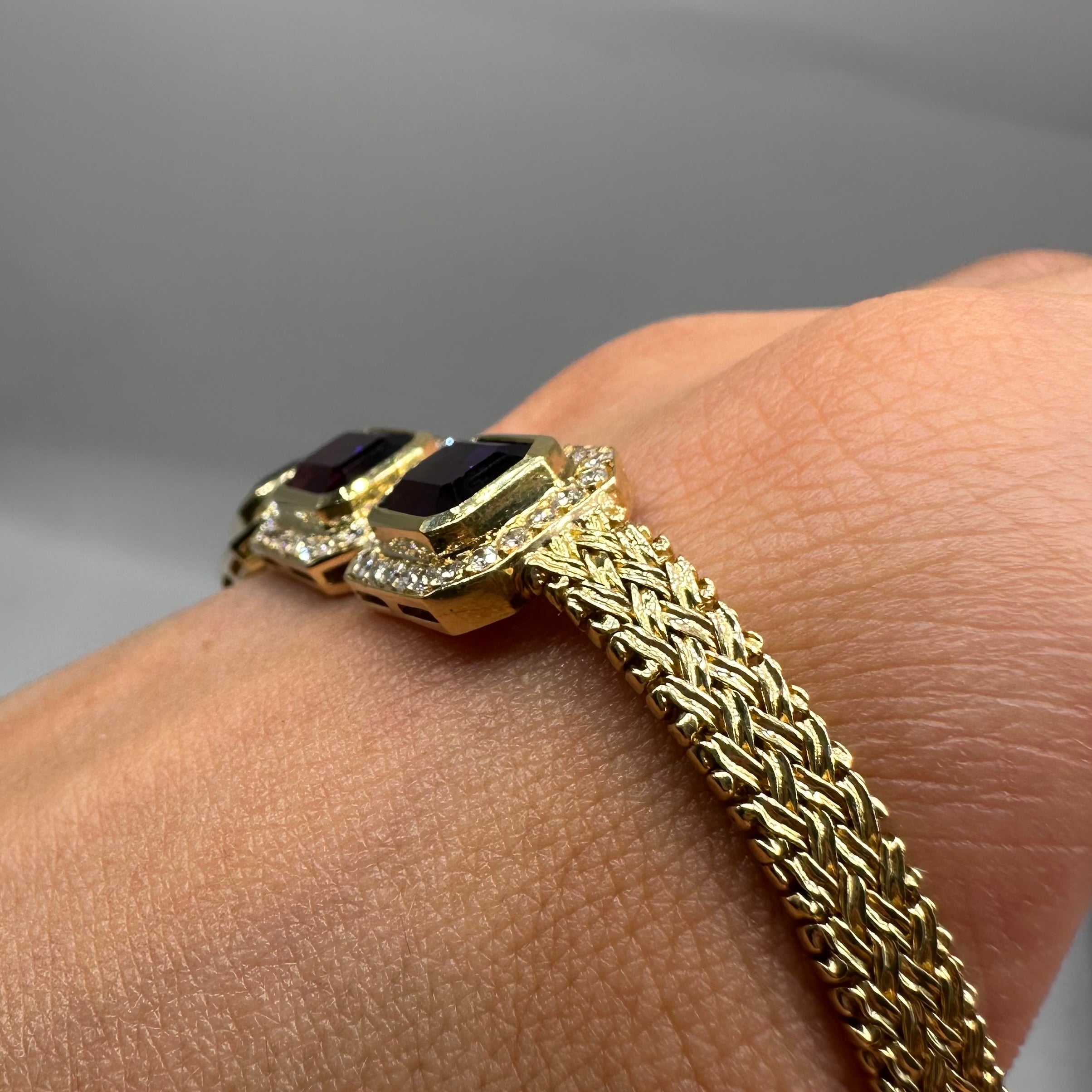 18K Yellow Gold Amethyst & Diamond Bracelet CBR0108 NIJJ