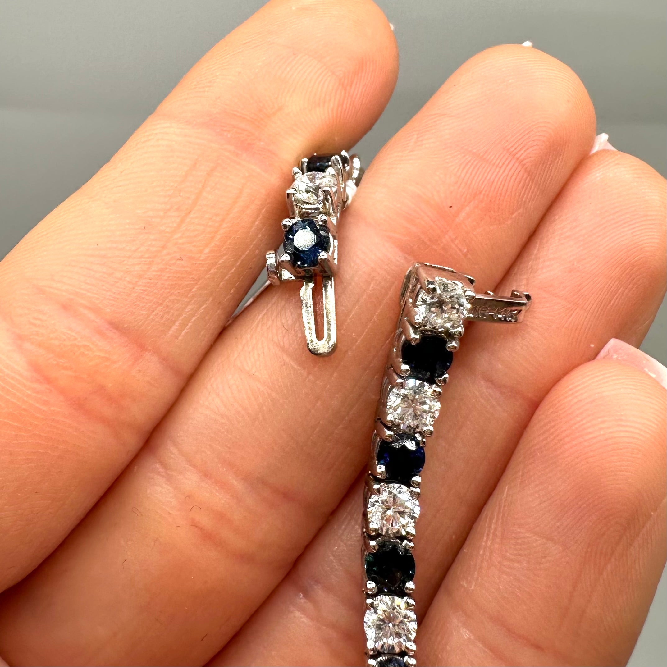 14K White Gold Bracelet with 6.30ct in Sapphires and 5.82ct in Diamonds SDB0036 LJTJ