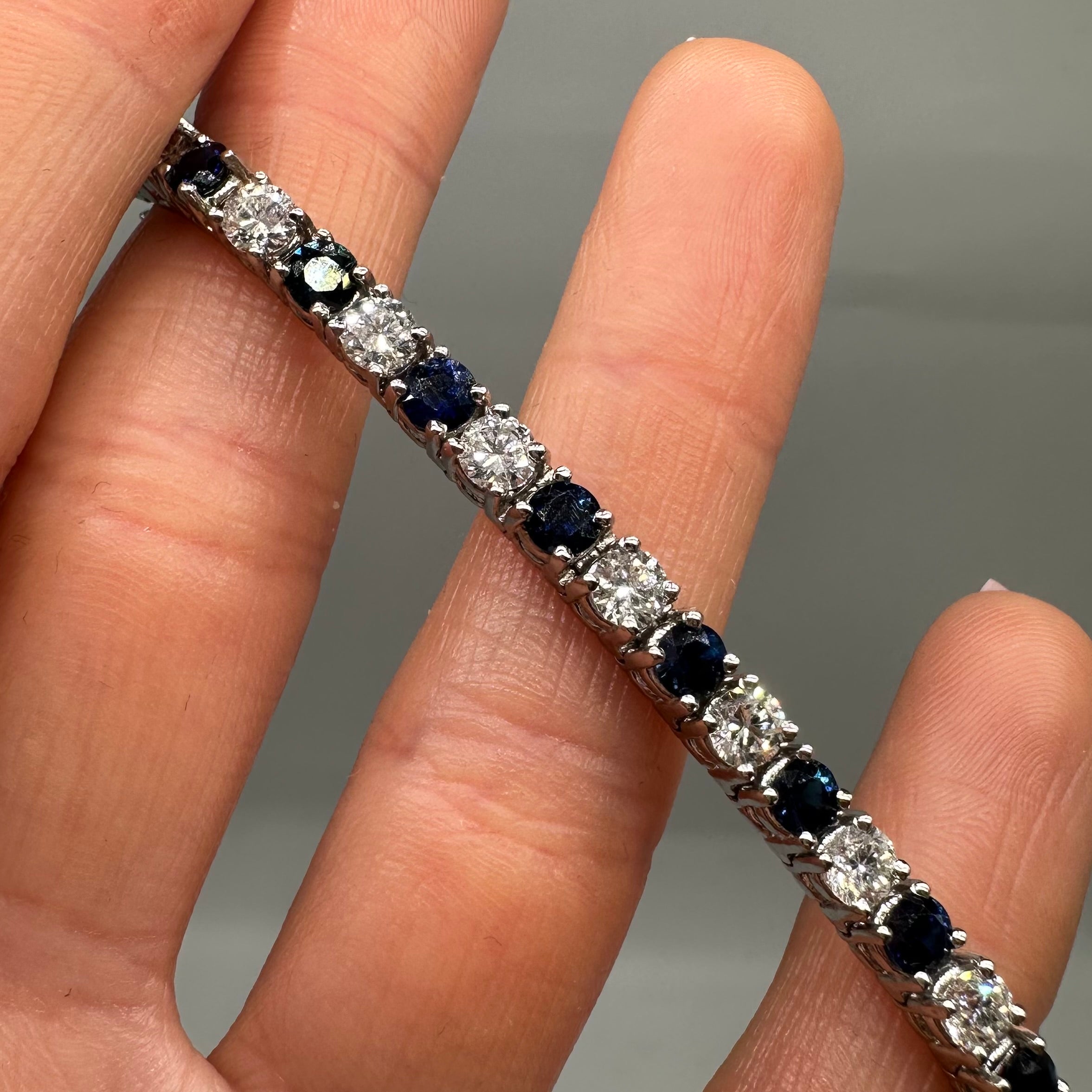 14K White Gold Bracelet with 6.30ct in Sapphires and 5.82ct in Diamonds SDB0036 LJTJ