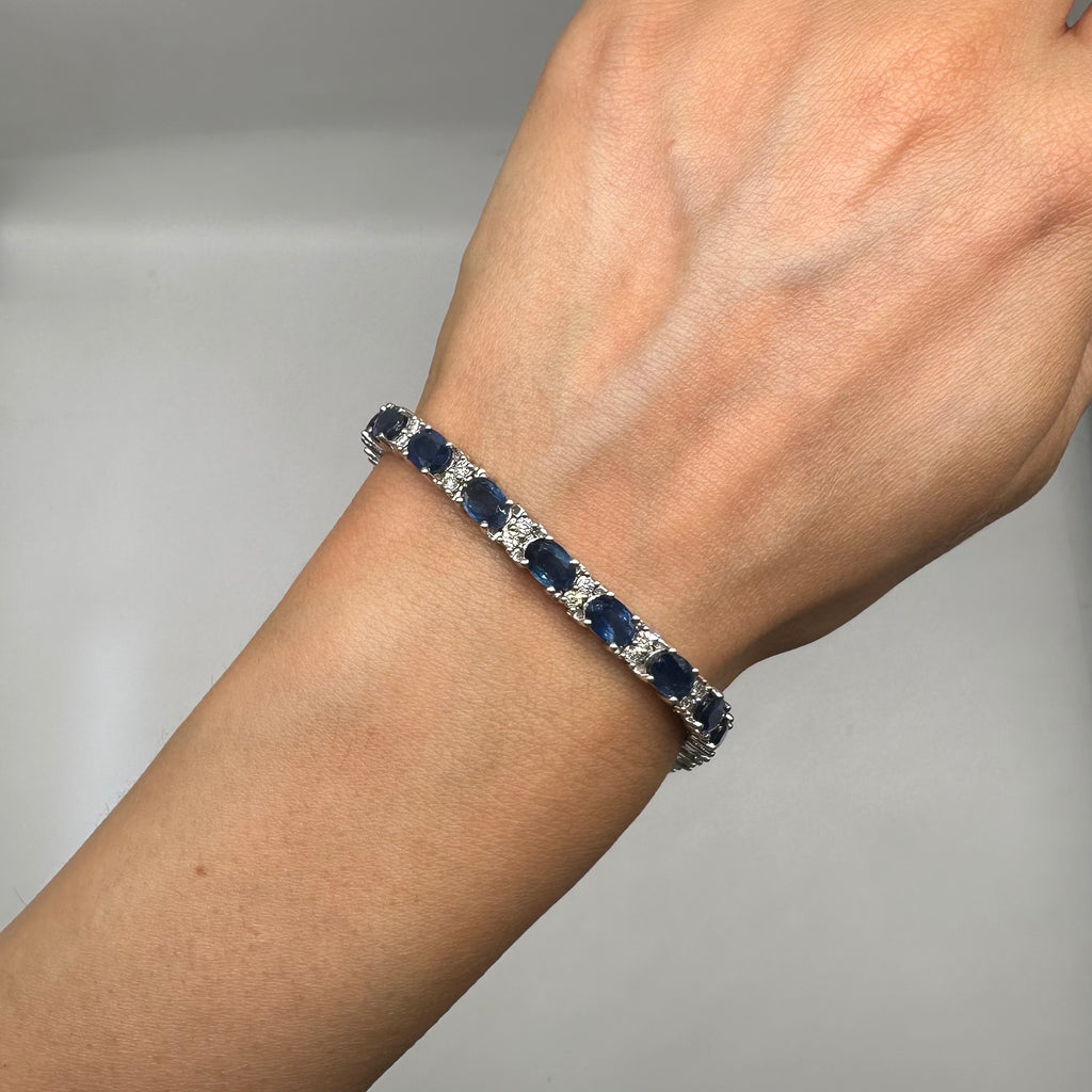 14K White Gold Sapphire & Diamond Bracelet – 17.60ct Sapphires, 1.25ct Diamonds SDB030 GZJJ