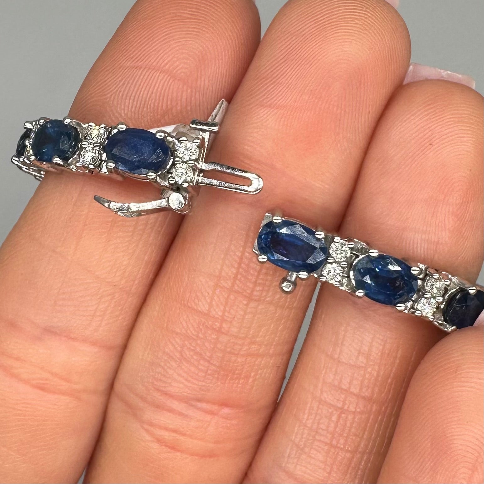 14K White Gold Sapphire & Diamond Bracelet – 17.60ct Sapphires, 1.25ct Diamonds SDB030 GZJJ