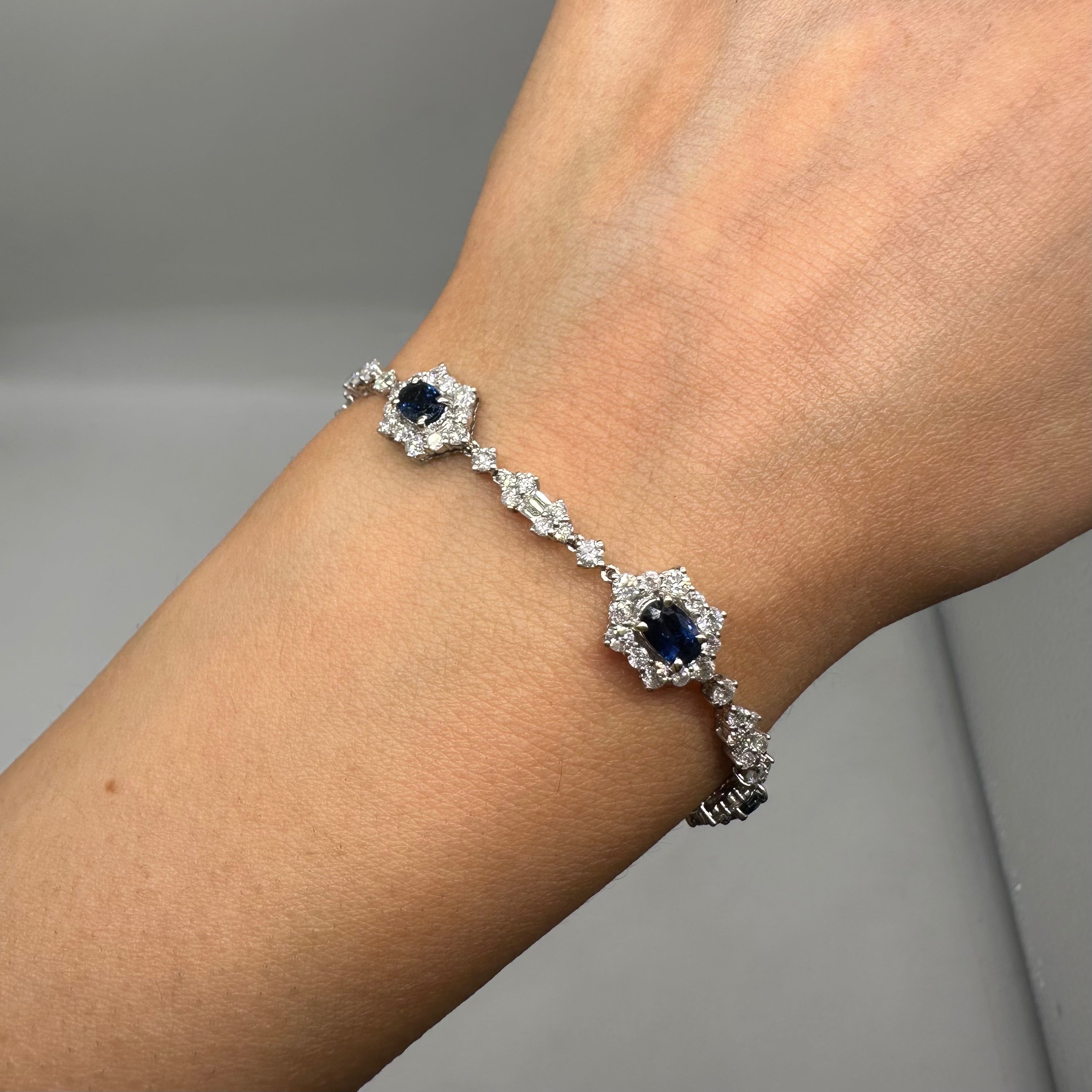 18K White Gold Sapphire & Diamond Bracelet – 3.50ct Sapphires, 5.12ct Diamonds CDB104 NTJJ