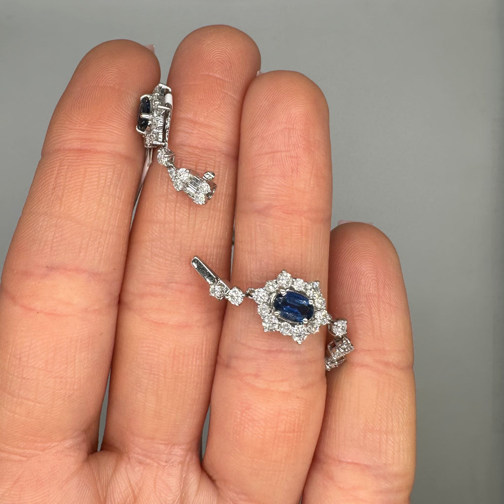 18K White Gold Sapphire & Diamond Bracelet – 3.50ct Sapphires, 5.12ct Diamonds CDB104 NTJJ