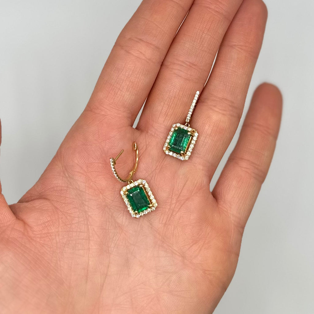 18K Yellow Gold Emerald & Diamond Earrings – 4.65 Ct Emeralds & 0.61 Ct Diamonds EMER019 NTJJ