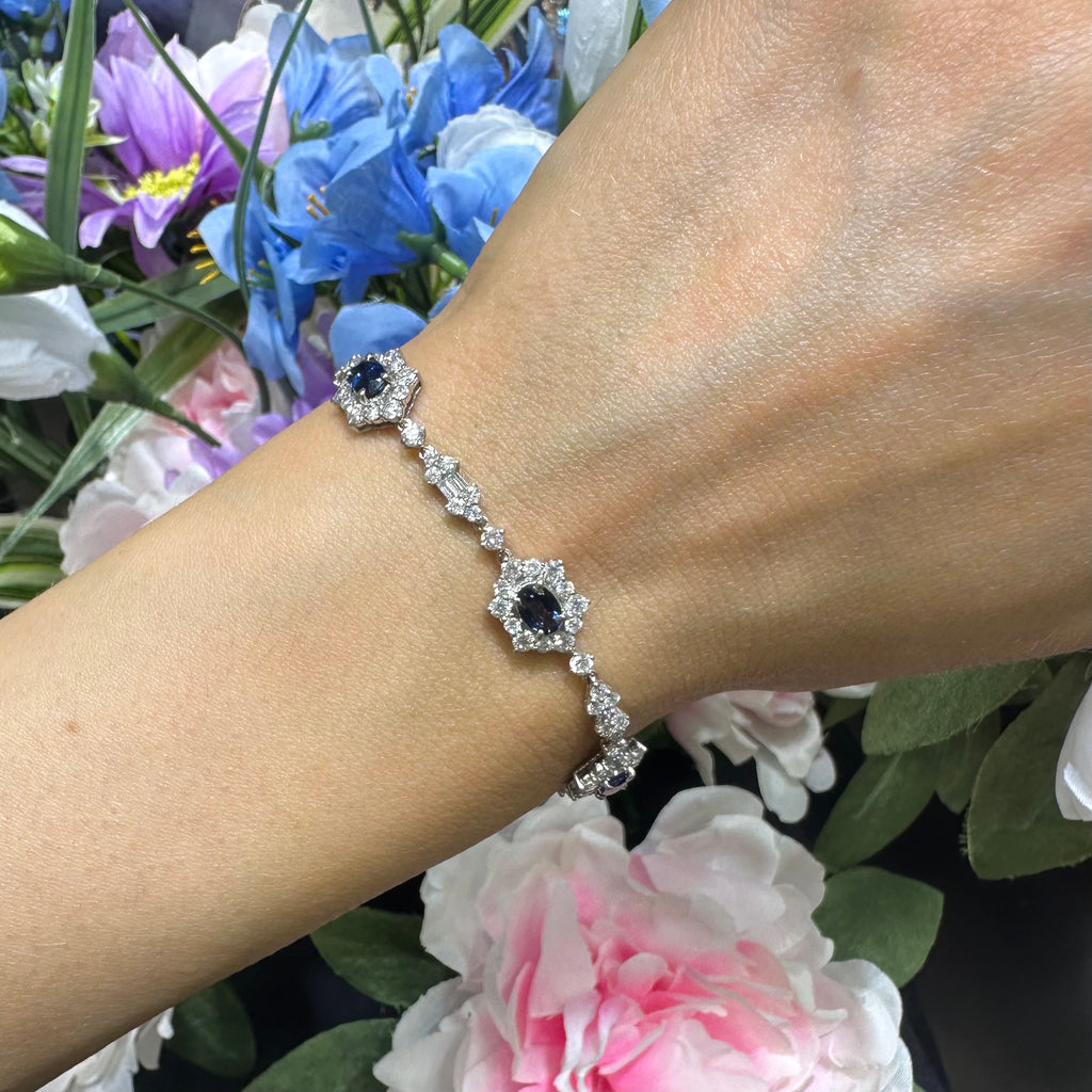 18K White Gold Sapphire & Diamond Bracelet – 3.50ct Sapphires, 5.12ct Diamonds CDB104 NTJJ