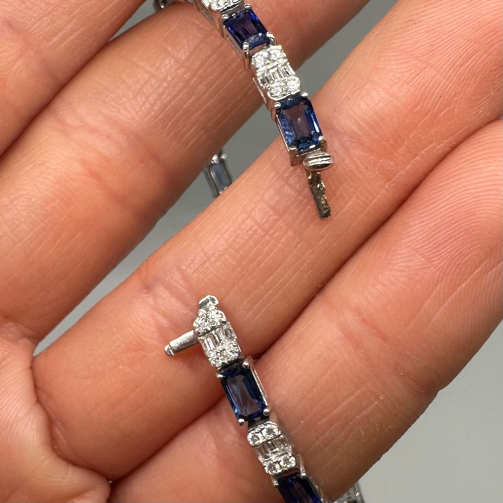 18K White Gold Bracelet with 1.44ct Diamonds and 5.78ct Sapphires SDB111 NJZL