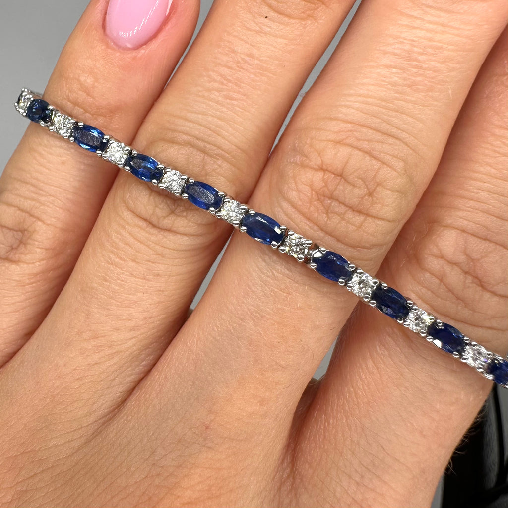 18K White Gold Bracelet with 1.56ct Diamonds and 6.10ct Sapphires FB20640BS-1 GLTJ