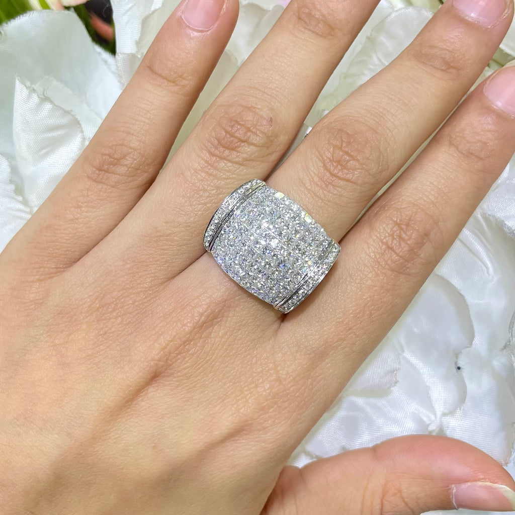 18K White Gold Princess & Round Diamond Ring – 3.43CT | WB006