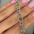 18K White Gold Bracelet with 2.38ct Diamonds and 4.99ct Yellow Sapphires SDB0043 GETJ