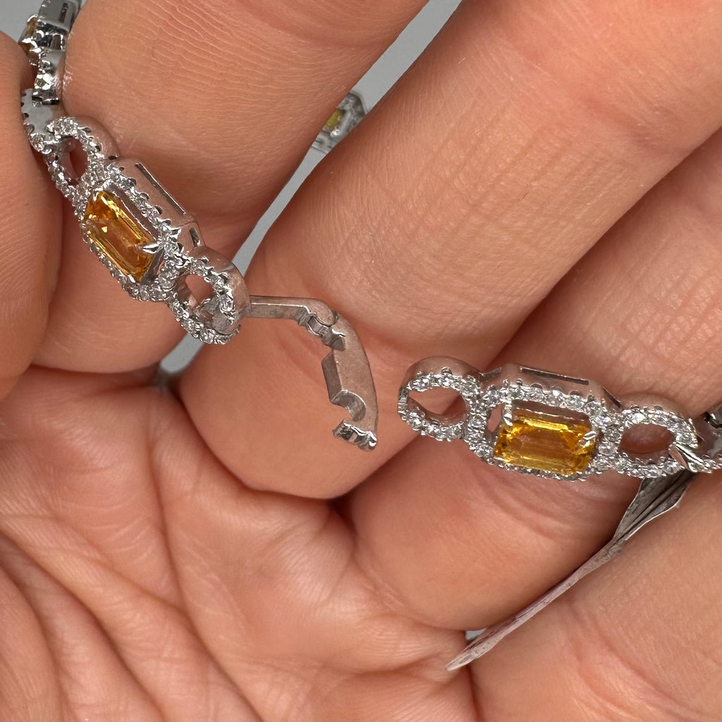 18K White Gold Bracelet with 2.38ct Diamonds and 4.99ct Yellow Sapphires SDB0043 GETJ