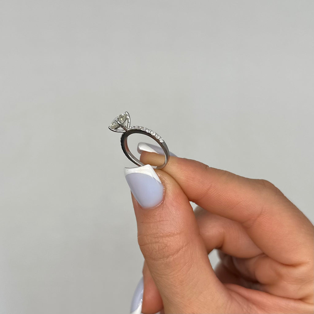 18K White Gold 1.85ct Diamond Engagement Ring with 1.52ct Lab Grown Round Diamond RDER201 STJ