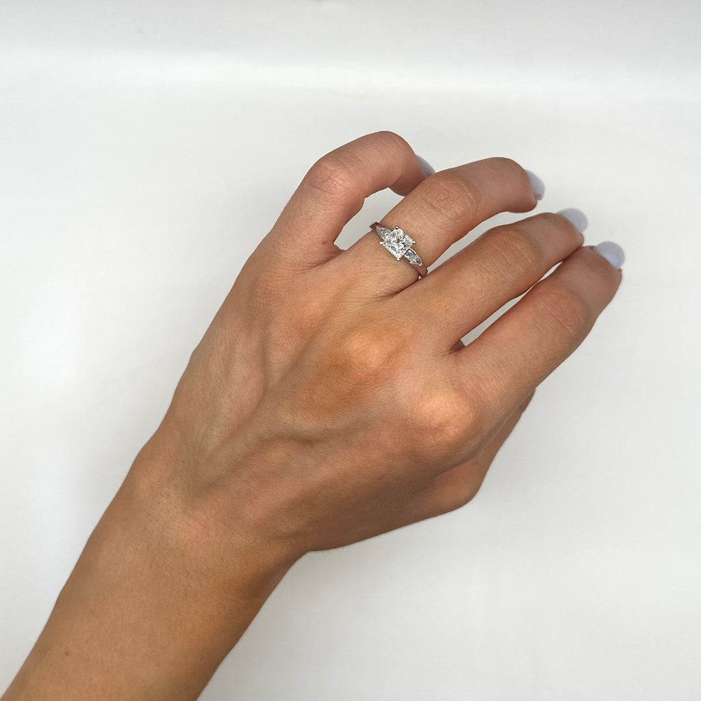 Platinum 1.54ct Diamond Engagement Ring with 1.21ct Princess Cut Diamond PRER033 IETJ TJJ