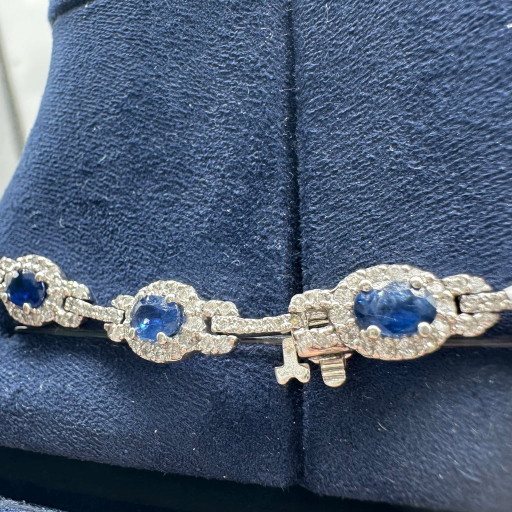 14K White Gold Sapphire & Diamond Necklace – 14.00 CT Sapphires & 7.00 CT Diamonds CDN007 TJJJ