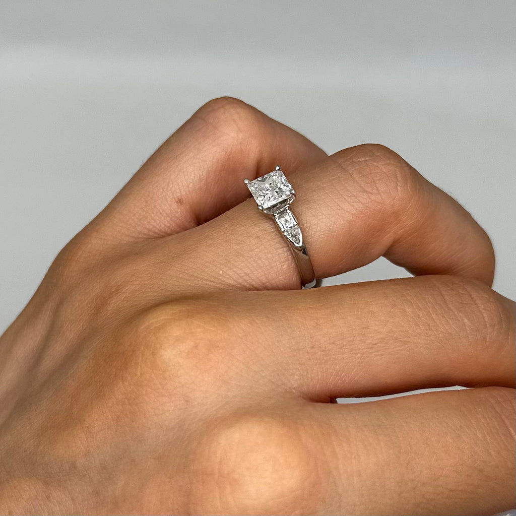 Platinum 1.54ct Diamond Engagement Ring with 1.21ct Princess Cut Diamond PRER033 IETJ TJJ
